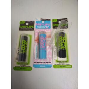 Maybelline Baby Lips Moisturizing Lip Balm 90 Minty Sheer and 05 Quenched 3 pack